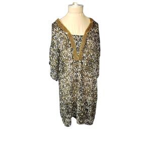 Badgley Mischka Cheetah Embellished Sheer Pool Beach Coverup Size Medium